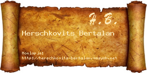 Herschkovits Bertalan névjegykártya